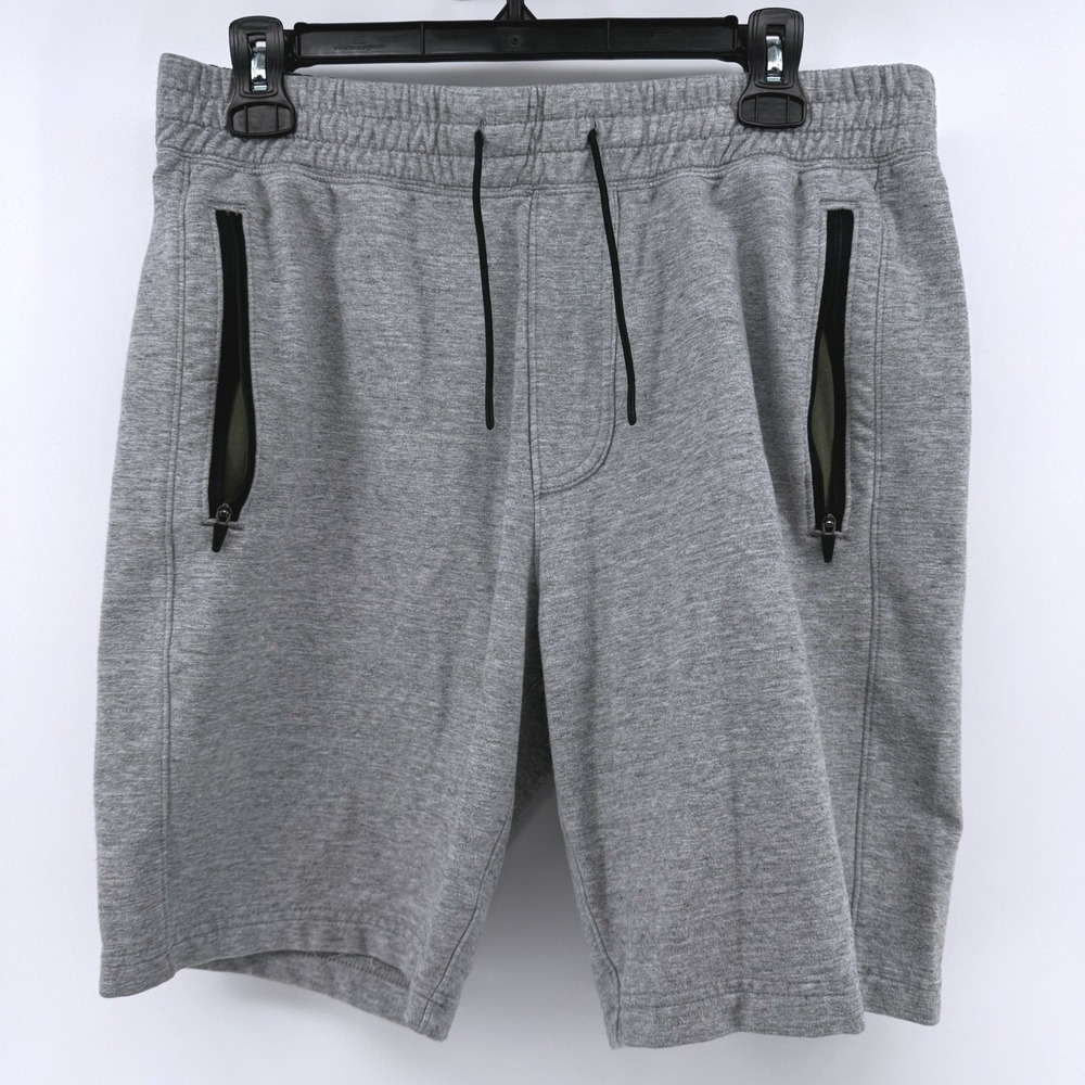 Abercrombie & Fitch Sweat Shorts Mens Medium Grey Zipper Pockets Drawstring